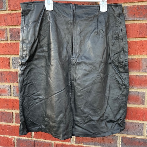 VTG Glove Leather Black Sexy Pencil Skirt Sz 12 - Picture 5 of 6